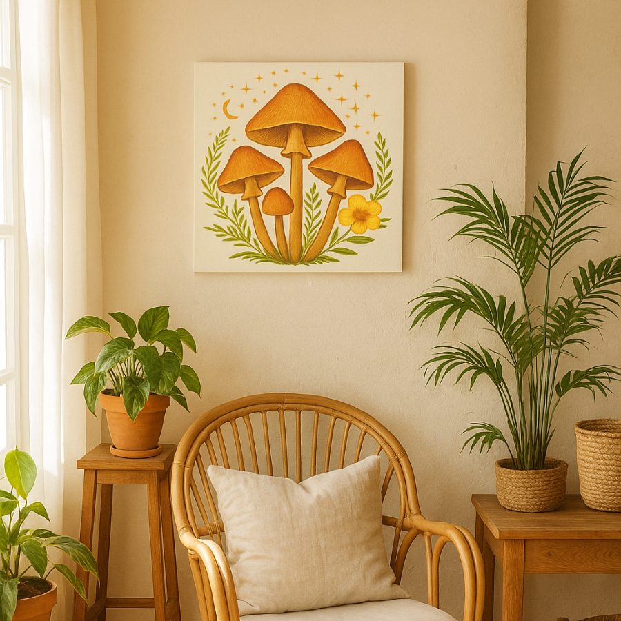 Magical Mushrooms Square Canvas