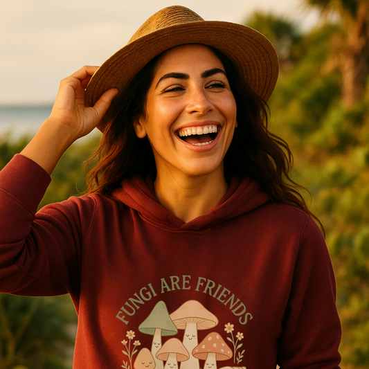 Fungi Are Friends Unisex eco raglan hoodie
