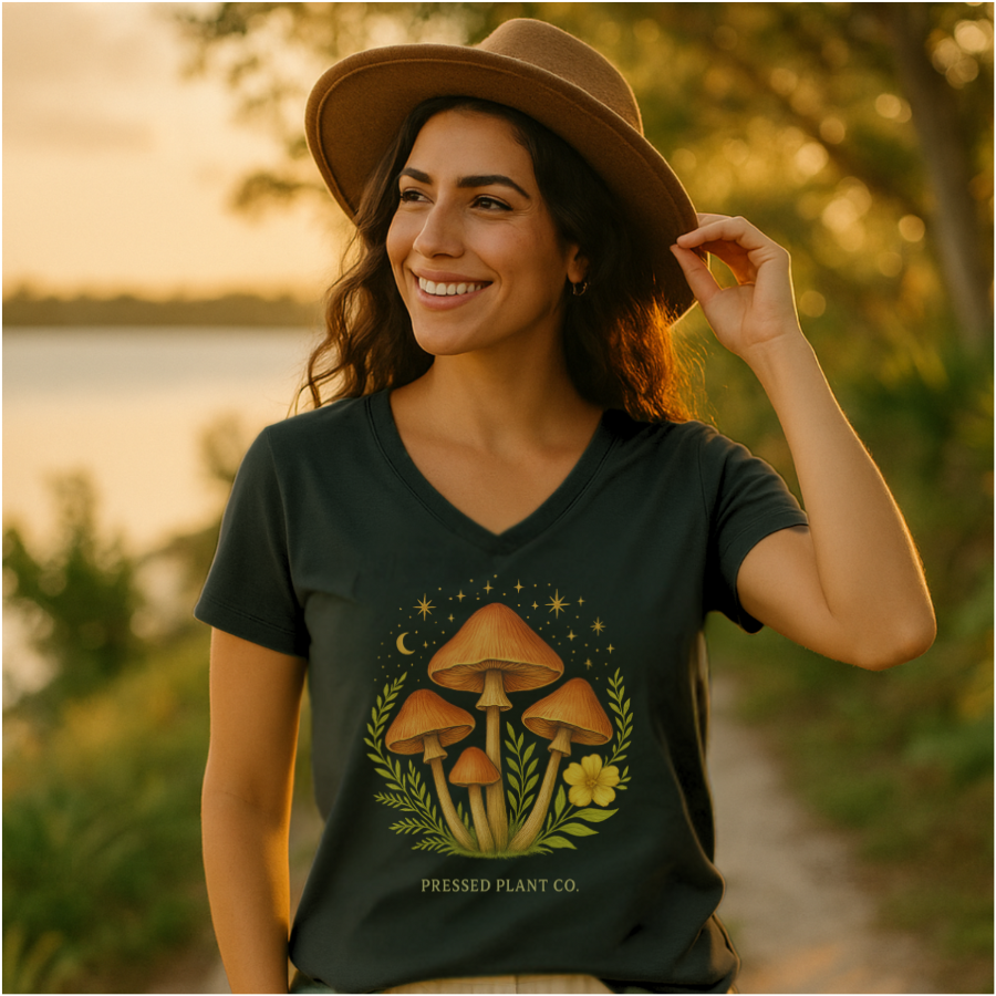 Magical Mushrooms Women’s relaxed v-neck t-shirt